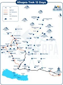 Khopra Trek 12 Days Map