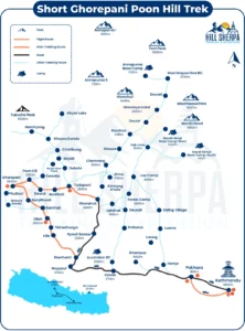 Short Ghorepani Poon Hill Trek - Route Map