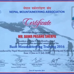 basic mountaineering training certificate