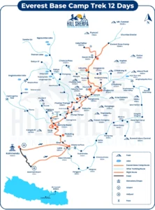 Everest Base Camp Trek 12 Days Itinerary Map