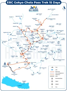 EBC Gokyo Chola Pass Trek 15 Days Route Map