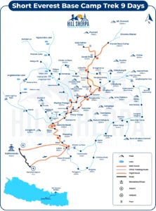 Short Everest Base Camp Trek 9 Days Route Map