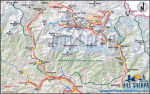 Annapurna Circuit Trek 12 Days route map Nepal