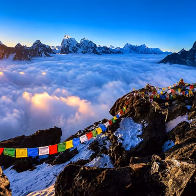 Gokyo Ri summit with Everest, Lhotse, and Cho Oyu views