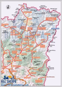 Kanchenjunga Base Camp Trek route map Nepal
