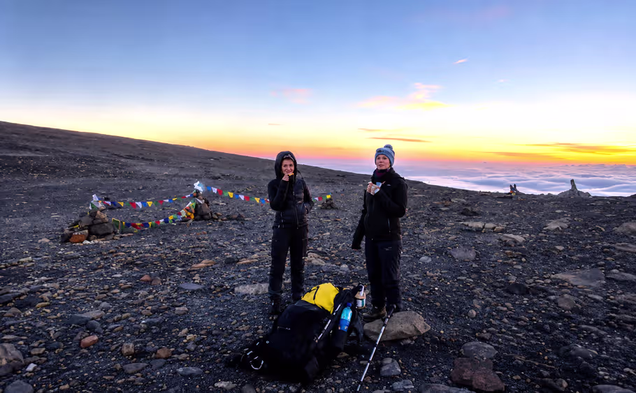 Trekkers crossing French Pass on the Dhaulagiri Circuit Trek in Nepal