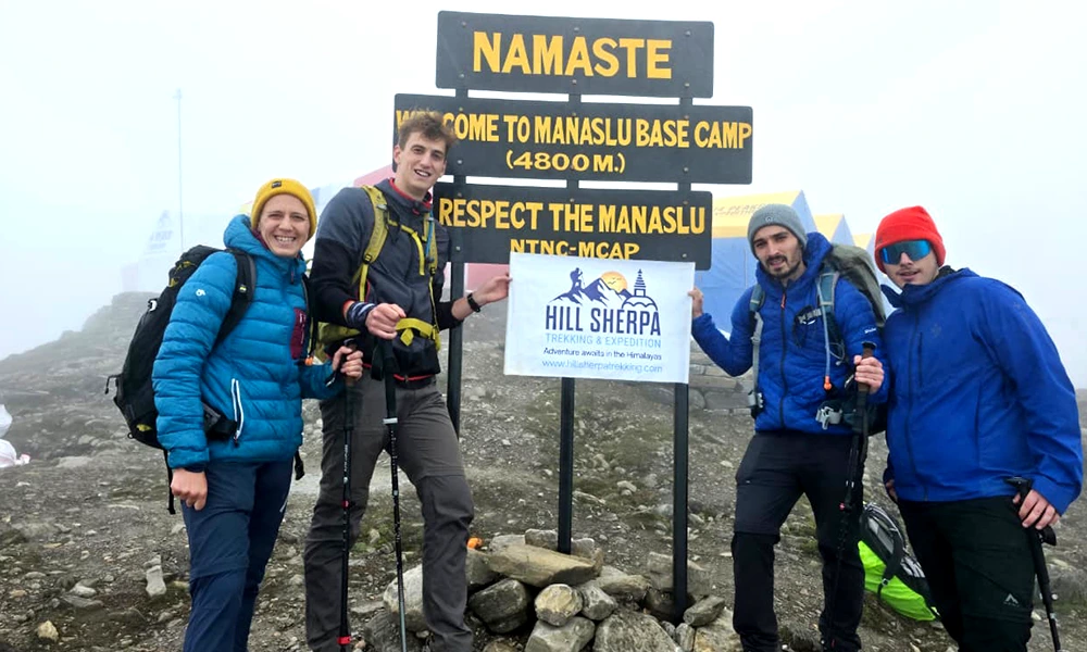 Memorable hike to Manaslu Base Camp at 4,800m during the Manaslu Circuit Trek