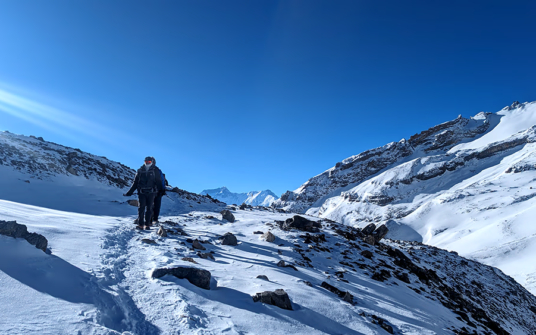 View from Thorong La Pass in Nepal